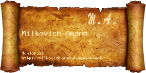 Milkovich Amand névjegykártya
